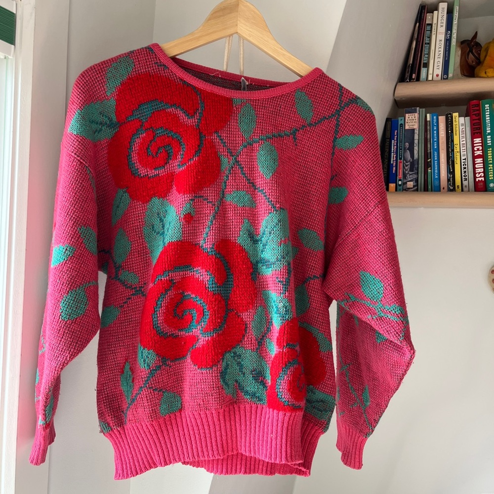 Vintage Italian Rose Sweater pink